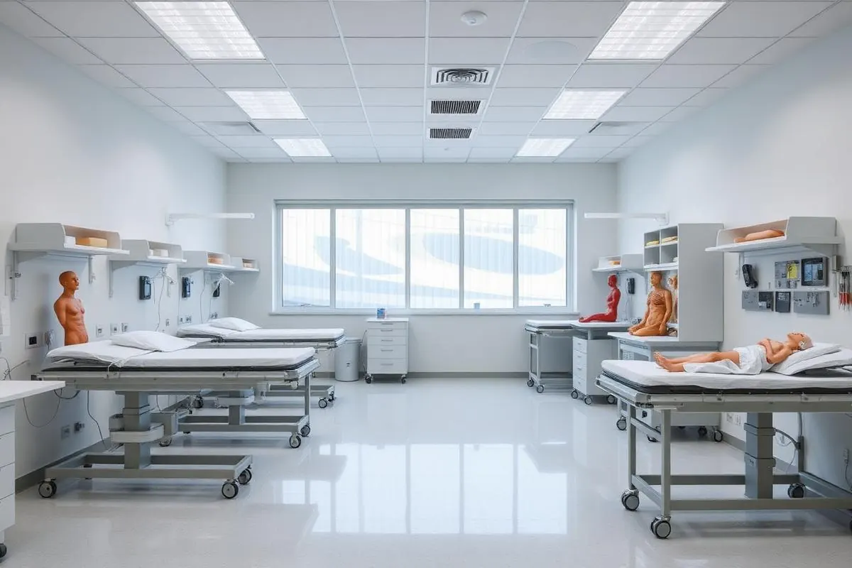 Skills laboratory with practice equipment